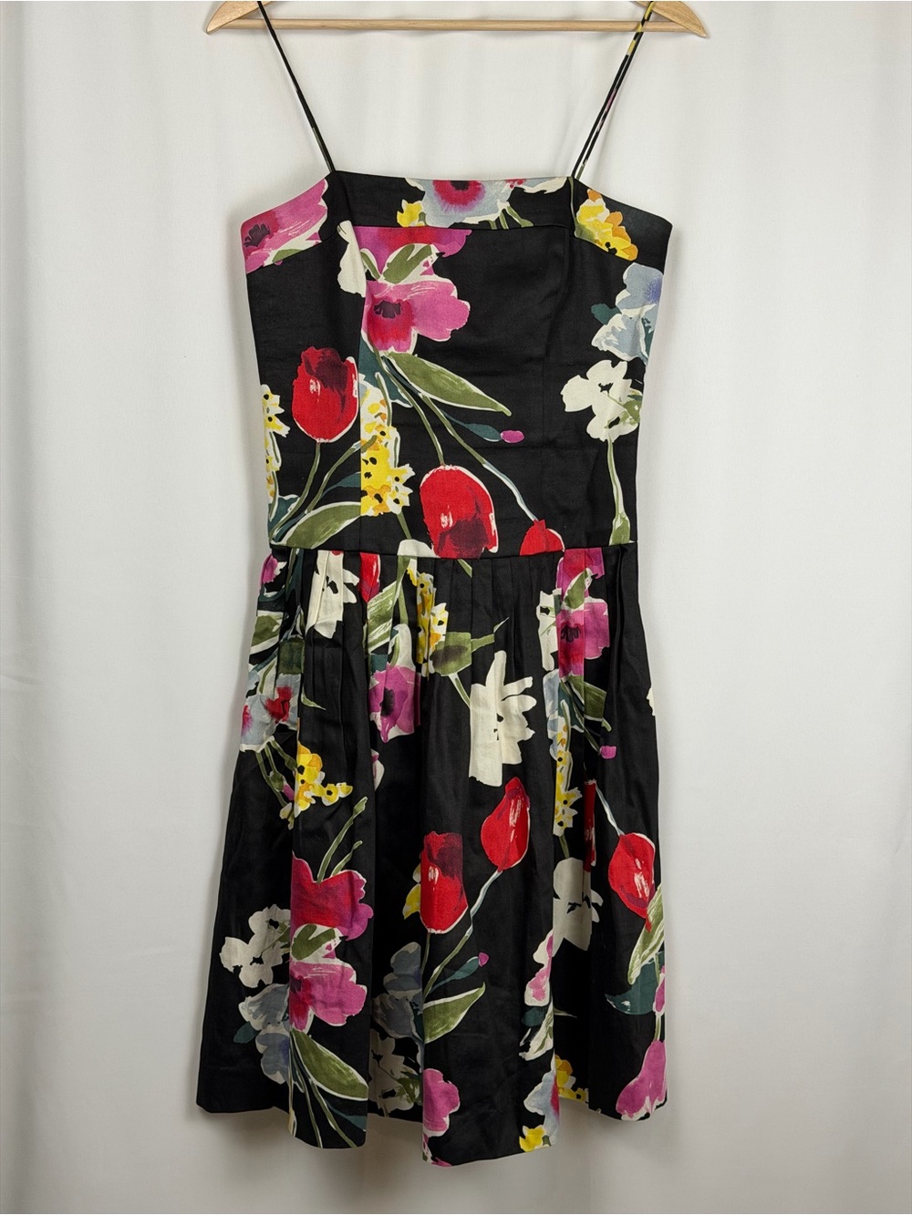 American Living Black Floral Fit & Flare Midi Dress Size 4